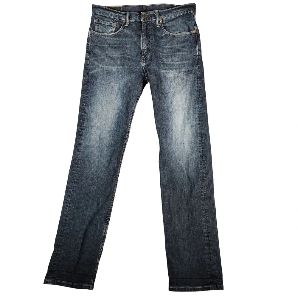 Levi's 505 Jeans Men 32X34 Blue Regular Fit Dark‎ Wash Denim